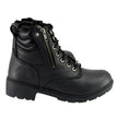 Milwaukee Leather MBL9320W Women's Black Premium Leather Wide-Width Lace-Up Motorcycle Rider Boots