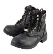 Milwaukee Leather MBL9321WP Women's Black Waterproof Lace-Up Motorcycle Biker Rider Boots w/ Side Zipper