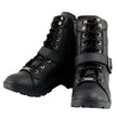Milwaukee Leather MBL9325W Women's Premium Black Leather Lace-Up Motorcycle Biker Rider Boots in Wide Width Size