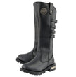 Milwaukee Leather MBL9345 Women's Black 15-inch High Rise Leather Riding Boots with Four Calf Buckles