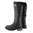 Milwaukee Leather MBL9345 Women's Black 15-inch High Rise Leather Riding Boots with Four Calf Buckles