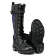 Milwaukee Leather MBL9357 Women's Black 14” Tall Motorcycle Boots Lace-Up High-Rise Purple Embroidered Leather Shoe