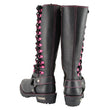 Milwaukee Leather Women's Black 14-inch Leather Harness Motorcycle Boots with Fuchsia Accent Lacing MBL9367