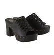 Milwaukee Leather MBL9410 Women's Black Open Toe Fashion Casual Platform Wedges with Studs