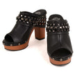 Milwaukee Leather MBL9415 Women's Black Peep-Toe Platform Fashion Casual Clog with Wrap Around Studding
