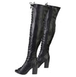 Milwaukee Leather MBL9421 Women's Black Lace-Up Knee-High Fashion Casual Boots with Open Toe