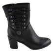 Milwaukee Leather Women's Black Lace-Side Fashion Motorcycle Riding Boots MBL9436