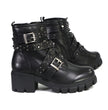 Milwaukee Leather MBL9444 Women's Bruiser Premium Black Lace-Up Fashion Boots w/ Studded Straps