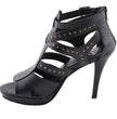 Milwaukee Leather MBL9452 Women's Black Stiletto Heeled Fashion Casual Sandals w/ Studded Ankle Straps