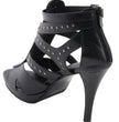 Milwaukee Leather MBL9452 Women's Black Stiletto Heeled Fashion Casual Sandals w/ Studded Ankle Straps