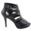 Milwaukee Leather MBL9452 Women's Black Stiletto Heeled Fashion Casual Sandals w/ Studded Ankle Straps