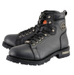 Milwaukee Leather MBM100W Men's Black Leather Wide-Width Lace-Up Motorcycle Boots with Side Zipper