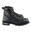 Milwaukee Leather Men's Black Leather Lace-Up Motorcycle Rider Boots with Side Zipper MBM100