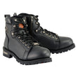 Milwaukee Leather MBM100W Men's Black Leather Wide-Width Lace-Up Motorcycle Boots with Side Zipper