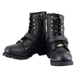 Milwaukee Leather MBM101W Men's Black Leather Wide-Width Lace-Up Engineer Motorcycle Boots w/ Side Zipper Entry