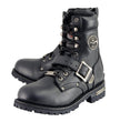 Milwaukee Leather MBM101W Men's Black Leather Wide-Width Lace-Up Engineer Motorcycle Boots w/ Side Zipper Entry