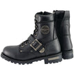 Milwaukee Leather MBM101W Men's Black Leather Wide-Width Lace-Up Engineer Motorcycle Boots w/ Side Zipper Entry