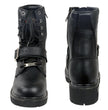 Milwaukee Leather MBM101W Men's Black Leather Wide-Width Lace-Up Engineer Motorcycle Boots w/ Side Zipper Entry