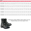 Milwaukee Leather Men's Black Leather Lace-Up Engineer Motorcycle Boots w/ Buckles and Side Zipper  MBM101