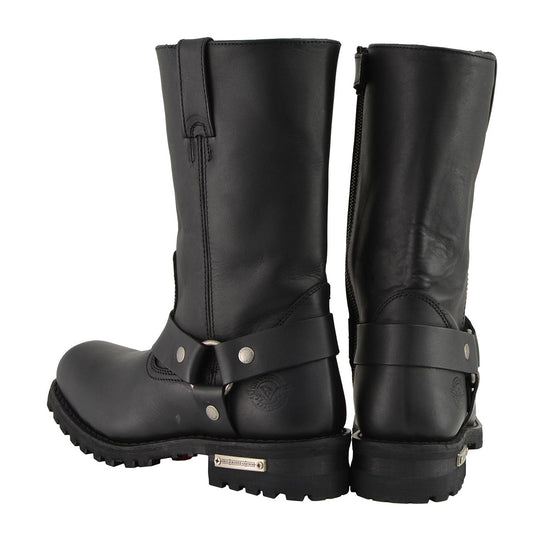 Milwaukee Leather Men’s Classic Harness 11-Inch Motorcycle Boots – Premium Cowhide, Wide-Width Sizes MBM131W