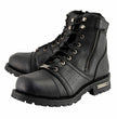 Milwaukee Leather Men's Black Lace-Up Motorcycle Riding Leather Boots with Side Zipper Entry MBM9000