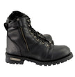 Milwaukee Leather Men's Black Lace-Up Wide-Width Motorcycle Leather Boots with Side Zipper Entry MBM9000W