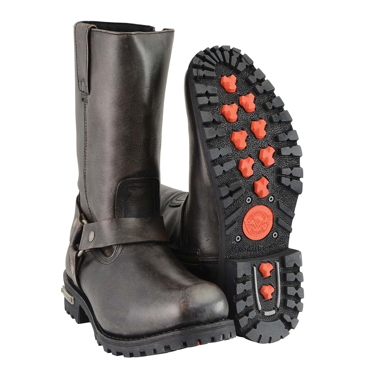 Milwaukee Leather Men's Classic Harness Square Toe Motorcycle Boots