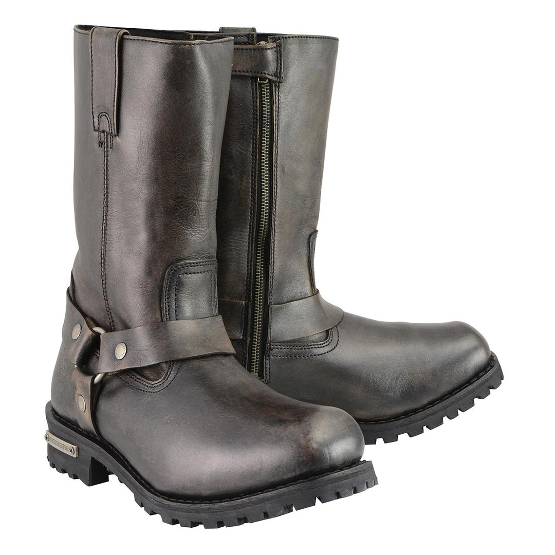 Milwaukee Leather Men's Classic Harness Square Toe Motorcycle Boots