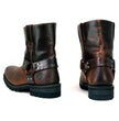 Milwaukee Leather Men's Brown Two-Tone Full Grain Leather Easy Pull-On Motorcycle Harness Boots MBM9008
