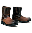 Milwaukee Leather Men's Brown Two-Tone Full Grain Leather Easy Pull-On Motorcycle Harness Boots MBM9008