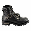 Milwaukee Leather Men's Wide-Width Classic Black Leather Lace-Up 6-inch Engineer Boots with Side Buckle MBM9010W