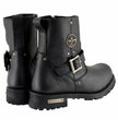 Milwaukee Leather Men's Black Leather Wide Width 6-inch Classic Engineer Motorcycle Boots w/ Side Zipper MBM9040W