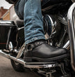 Milwaukee Leather MBM9042 Men's Black Ruf Leather Short Harness Motorcycle Boots w/ Inside Zipper