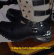 Milwaukee Leather Men's Stars and Stripes Black with Tan Motorcycle Rider Harness Boots MBM9045
