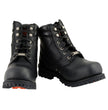 Milwaukee Leather Men's Black Leather 6-inch Lace-Up Motorcycle Biker Rider Boots w/ Zipper Closure MBM9050