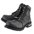 Milwaukee Leather Men's Wide-Width Black Leather 6-inch Lace-Up Motorcycle Biker Rider Boots w/ Zipper Closure MBM9050W