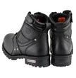 Milwaukee Leather Men's Wide-Width Black Leather 6-inch Lace-Up Motorcycle Biker Rider Boots w/ Zipper Closure MBM9050W