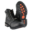 Milwaukee Leather Men's Black Leather 6-inch Lace-Up Motorcycle Biker Rider Boots w/ Zipper Closure MBM9050