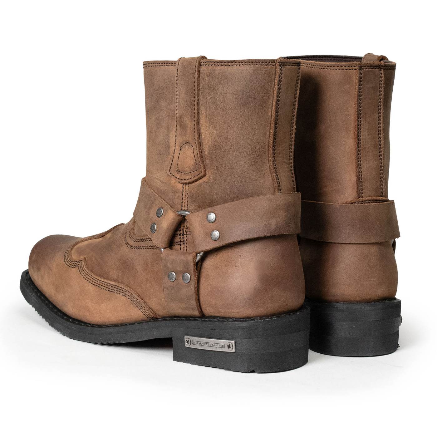 Milwaukee Leather Men's Copper Ridge Brown Suede Motorcycle Harness Boots - MBM9053