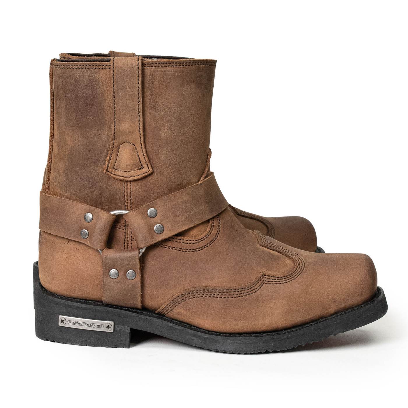 Milwaukee Leather Men's Copper Ridge Brown Suede Motorcycle Harness Boots - MBM9053
