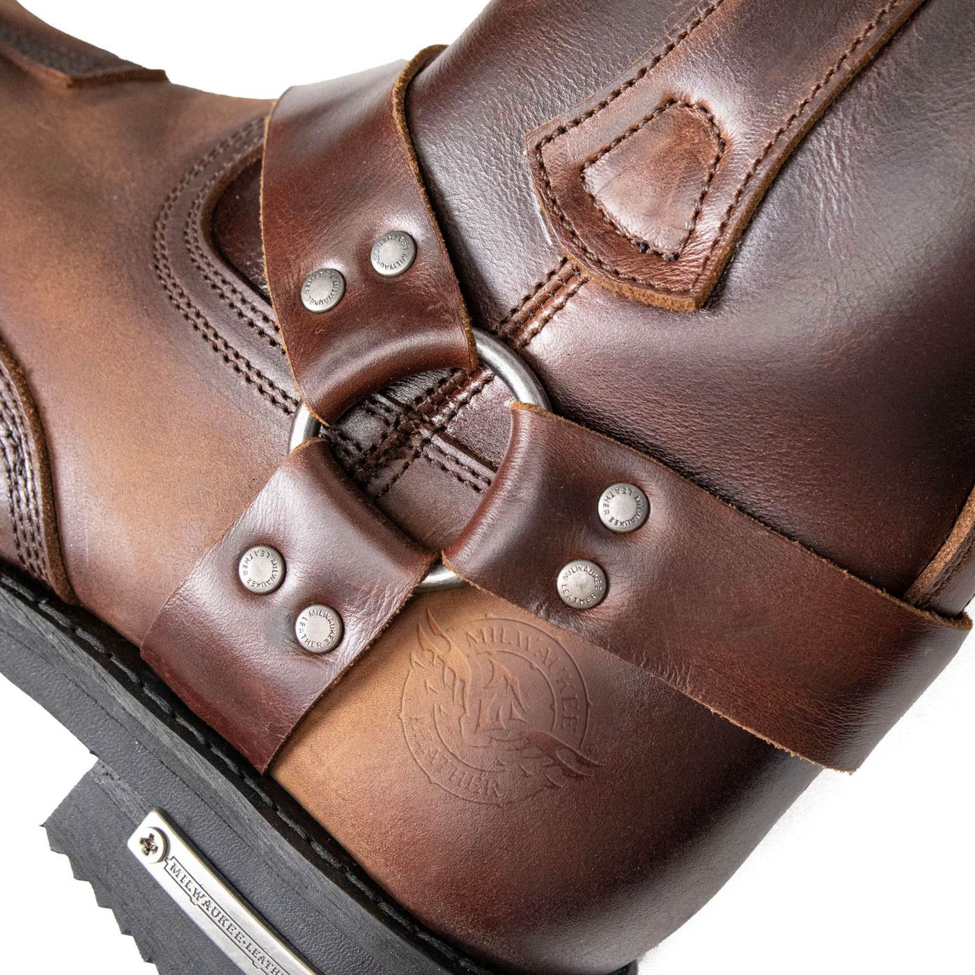 Milwaukee Leather Men's Copper Ridge Brown Suede Harness Boots, MBM9054
