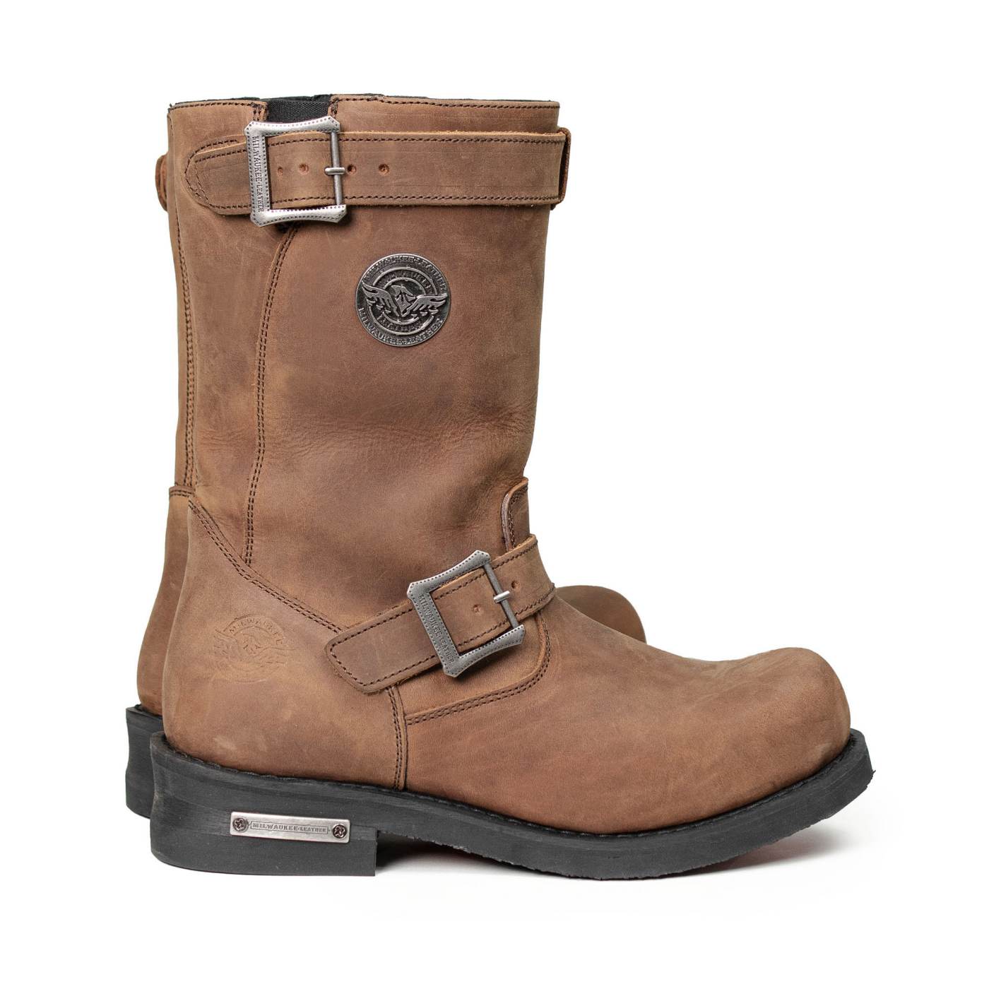 Milwaukee Leather Men's Brown Copper Forge Engineer Boots, MBM9059