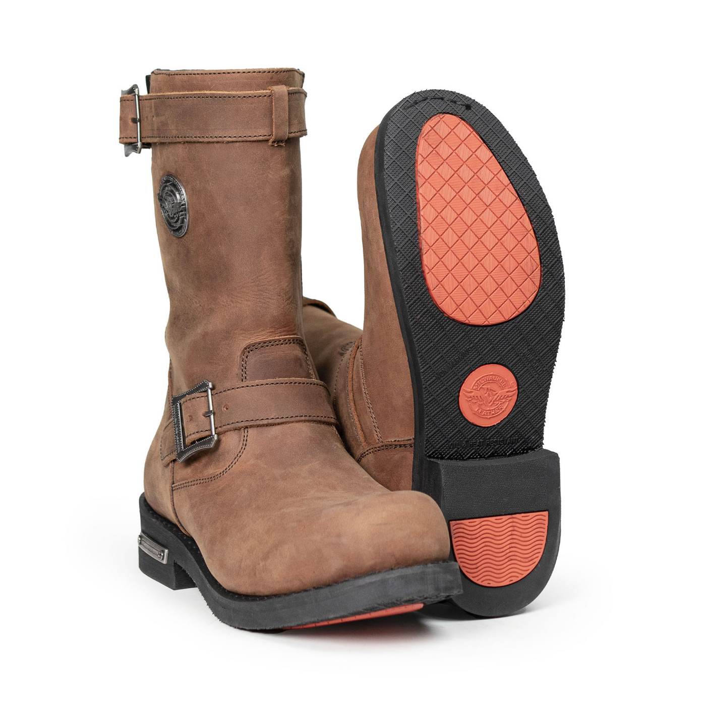 Milwaukee Leather Men's Copper Forge Brown Suede Engineer Motorcycle Boots w/ Flex Toe - MBM9059