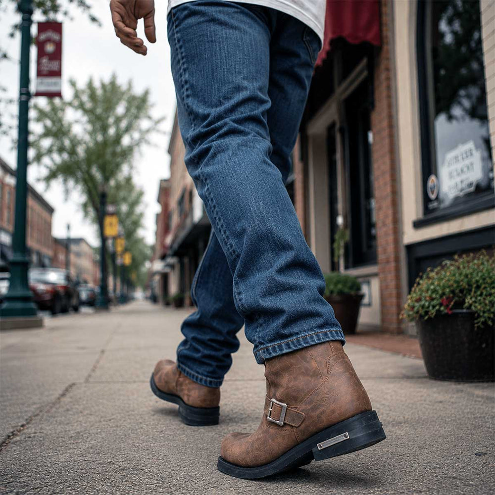 Milwaukee Leather Men's Brown Copper Forge Engineer Boots, MBM9059