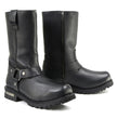 Milwaukee Leather Men’s Black Waterproof Boots 11-inch Wide Width Square Toe with Harness and Zipper MBM9061WP