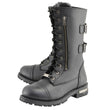 Milwaukee Leather Men’s 13-Inch-Tall Tactical Black Lace-Up Leather Boots Zipper w/ Storage Pocket MBM9069