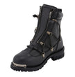 Milwaukee Leather MBM9075 Men's Black Leather 6-inch Plain Toe Dual Zipper Motorcycle Rider Boots