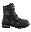 Milwaukee Leather MBM9075 Men's Black Leather 6-inch Plain Toe Dual Zipper Motorcycle Rider Boots