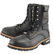 Milwaukee Leather Men's Classic Black Leather Wide Width Lace-Up Logger Boots w/ Side Zipper MBM9095W