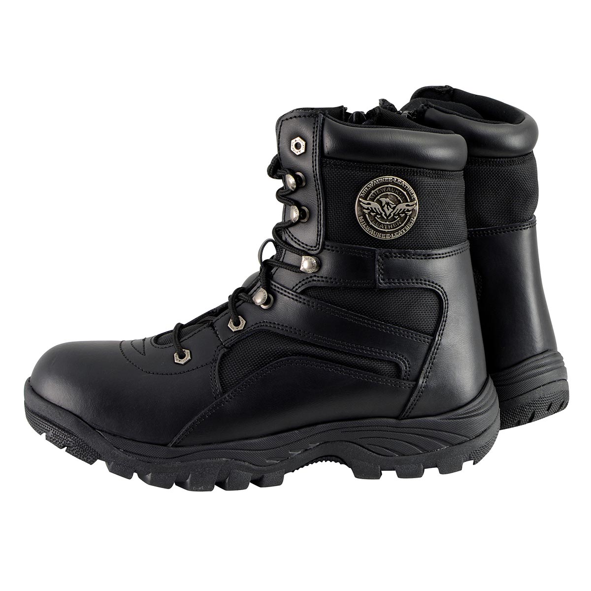 Milwaukee Leather Men's 9-Inch Black Leather Swat Style-Tactical Lace-Up Motorcycle Biker Boots MBM9105